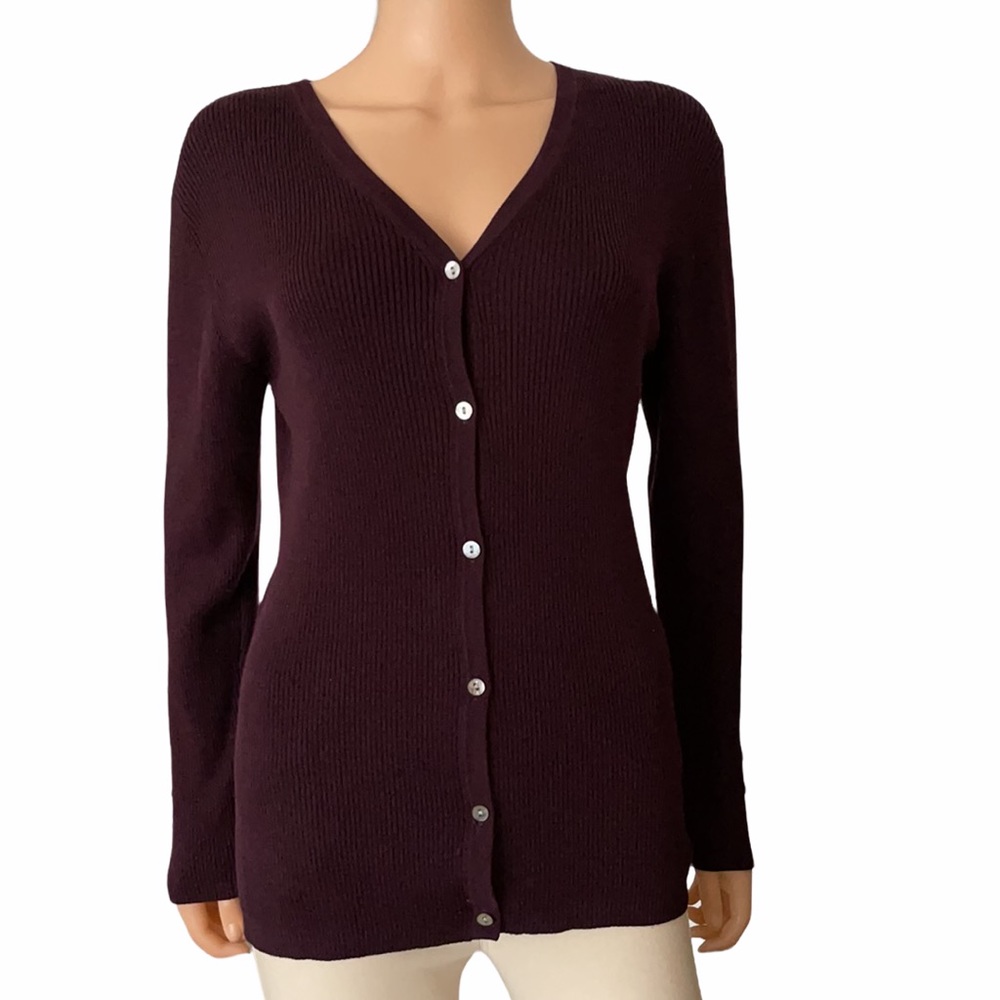 Coldwater Creek silk cotton rib cardigan sweater